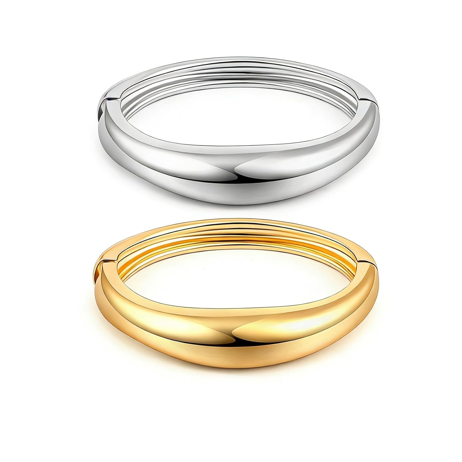 Chunky Gold Bangles Bracelets for Women Trendy Stack Statement Bangle Irregular Cuff Bracelets Fashion Jewelry Gift