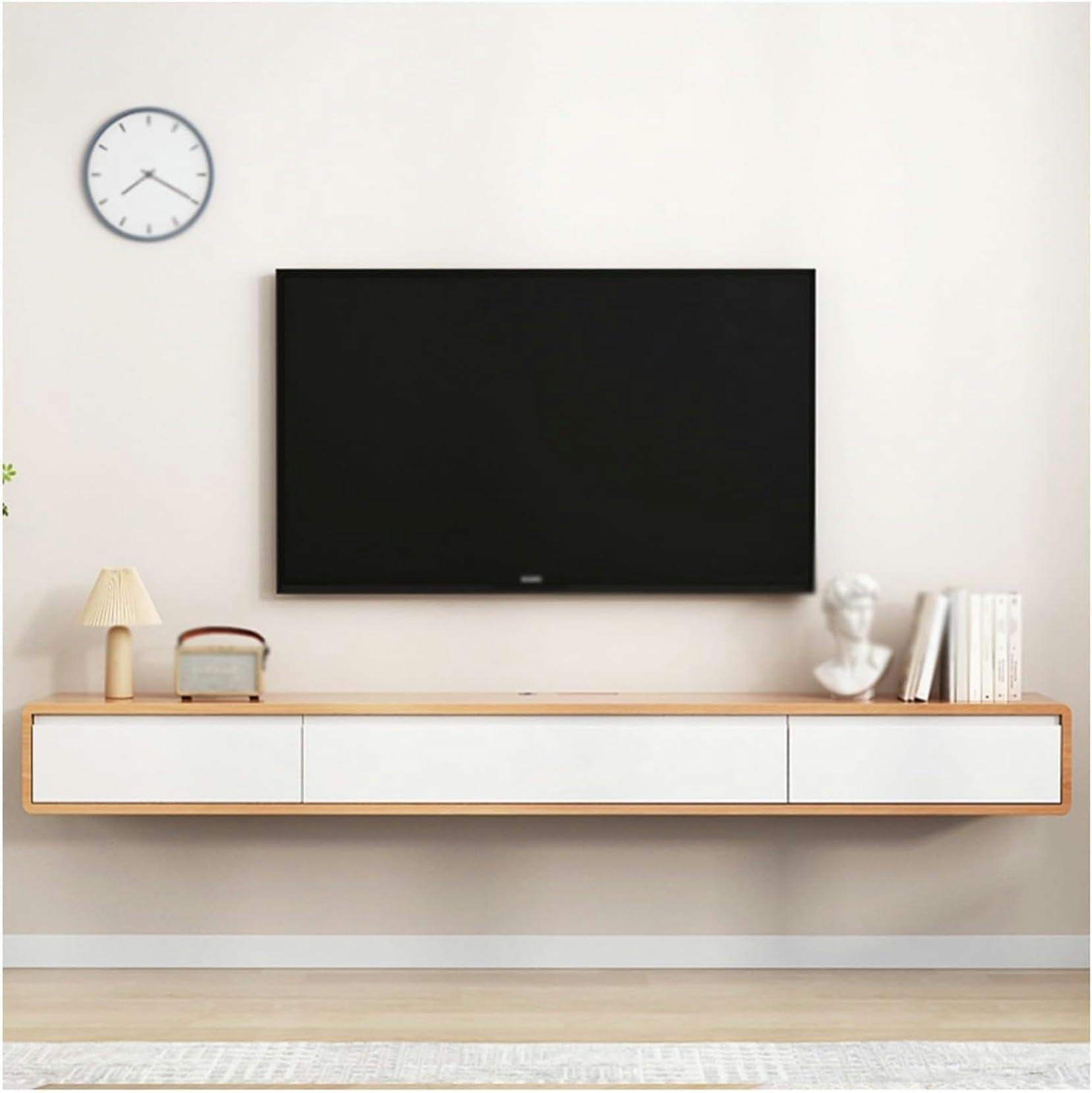 Console multimédia murale en bois pour un cinéma maison design