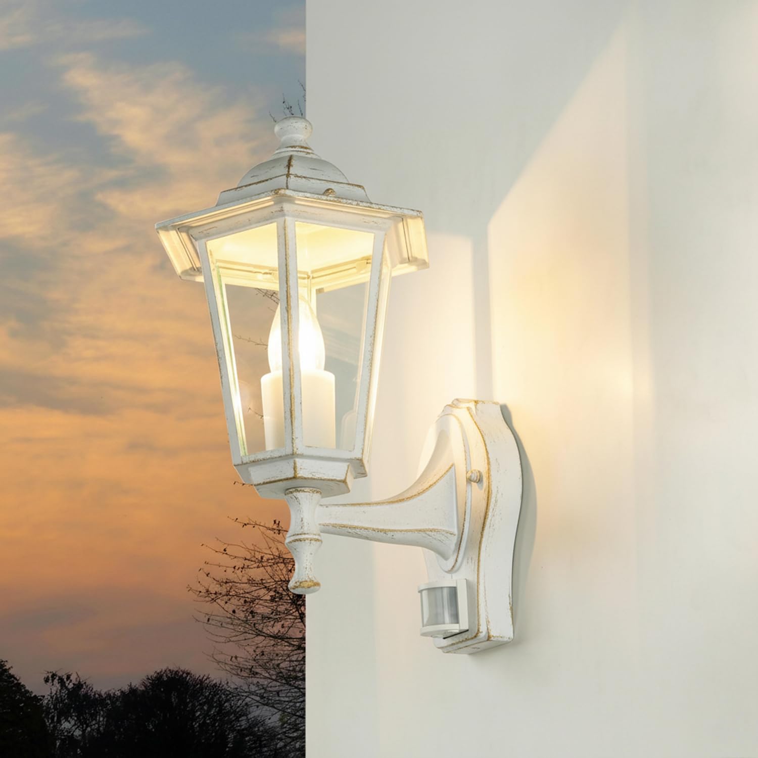 Rustica Lampada da parete in BIANCO-GRIGIO OPACO incl. 1x 12W E27 LED 230V LAMPADA DA PARETE REALIZZATO IN ALLUMINIO & VETRO REGOLABILE PER GIARDINO/Terrazza STRADA Terrazza lampade luci esterno
