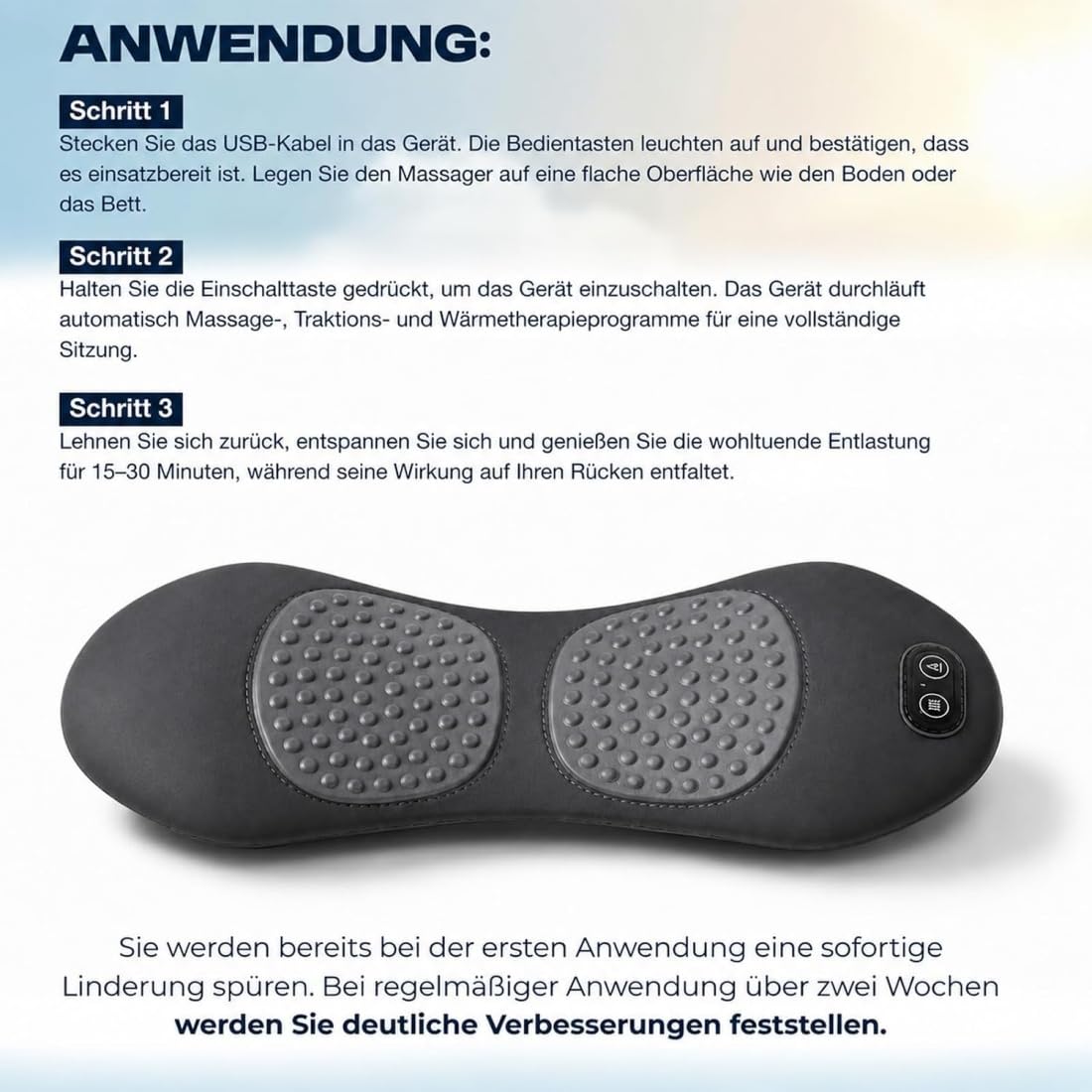 2026 Curosleep Kissen Original, Curo sleep Triple Fusion Massagegerät mit Wärme, Vibration&Dehnung, Lendenwirbel massagegerät,Lendenwirbelkissen,Rückenmassagegerät unterer rücken,für Rücken (Schwarz)