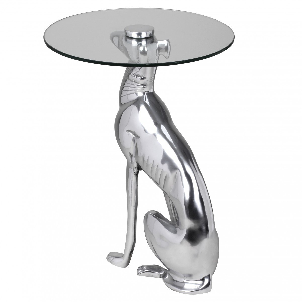 WOHNLING TableDesign Déco Argent Figure Dog Couleur Aluminium
