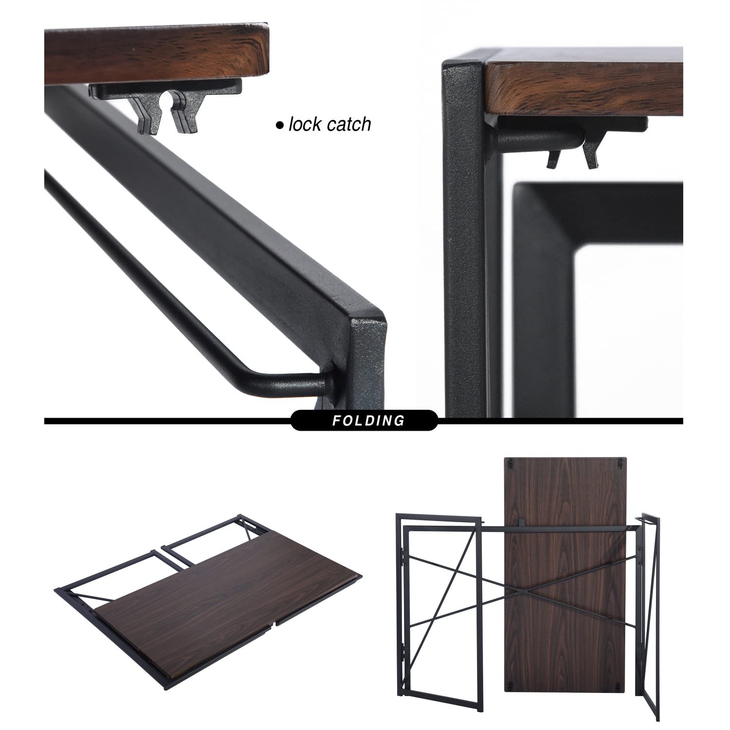 FurnitureR Tables de Couture et D'artisanat, Bureau Créatif et Efficace, Table Multifonctionnelle avec Rangement Pliable, Cadre en MDF et Métal, Pas de Montage Nécessaire, 100 x 50 x 75cm, Nnoyer