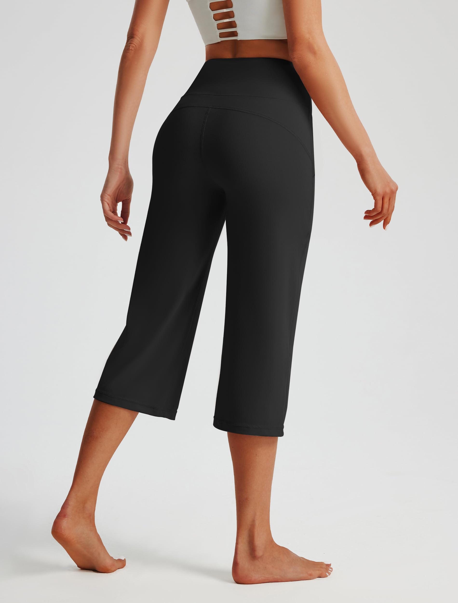 Libin Leggings Capris 3/4 Yoga para Mujer de Cintura Alta, Pierna Ancha, Ligero De Verano, Pantalones De Pierna Recta, Deporte Piratas Running Transpirable con Bolsillos