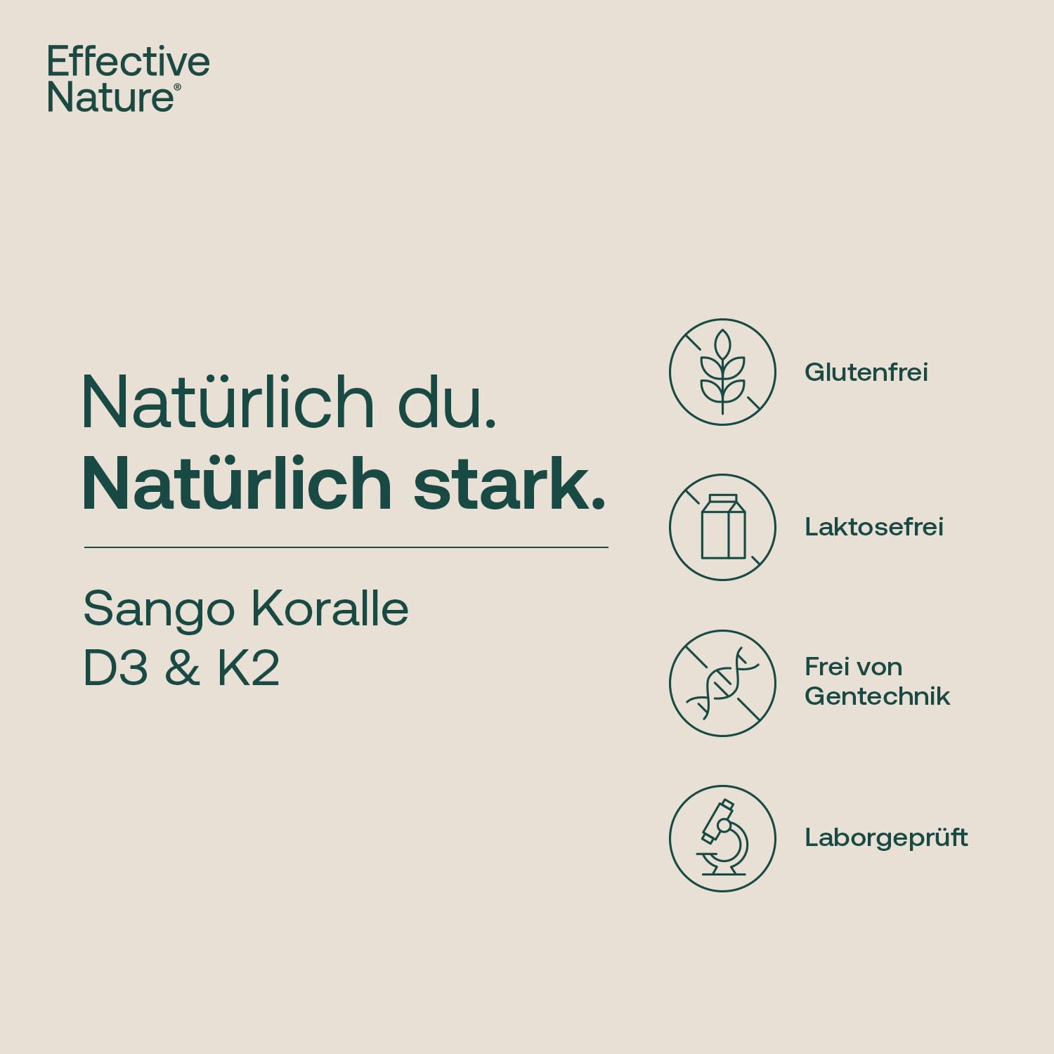 Effective Nature Sango Meereskoralle + Vitamin D3 K2 - hochdosiert | Mit Calcium & Magnesium im optimalen 2:1 Verhältnis - 120 Kapseln - ohne Zusätze - laborgeprüft