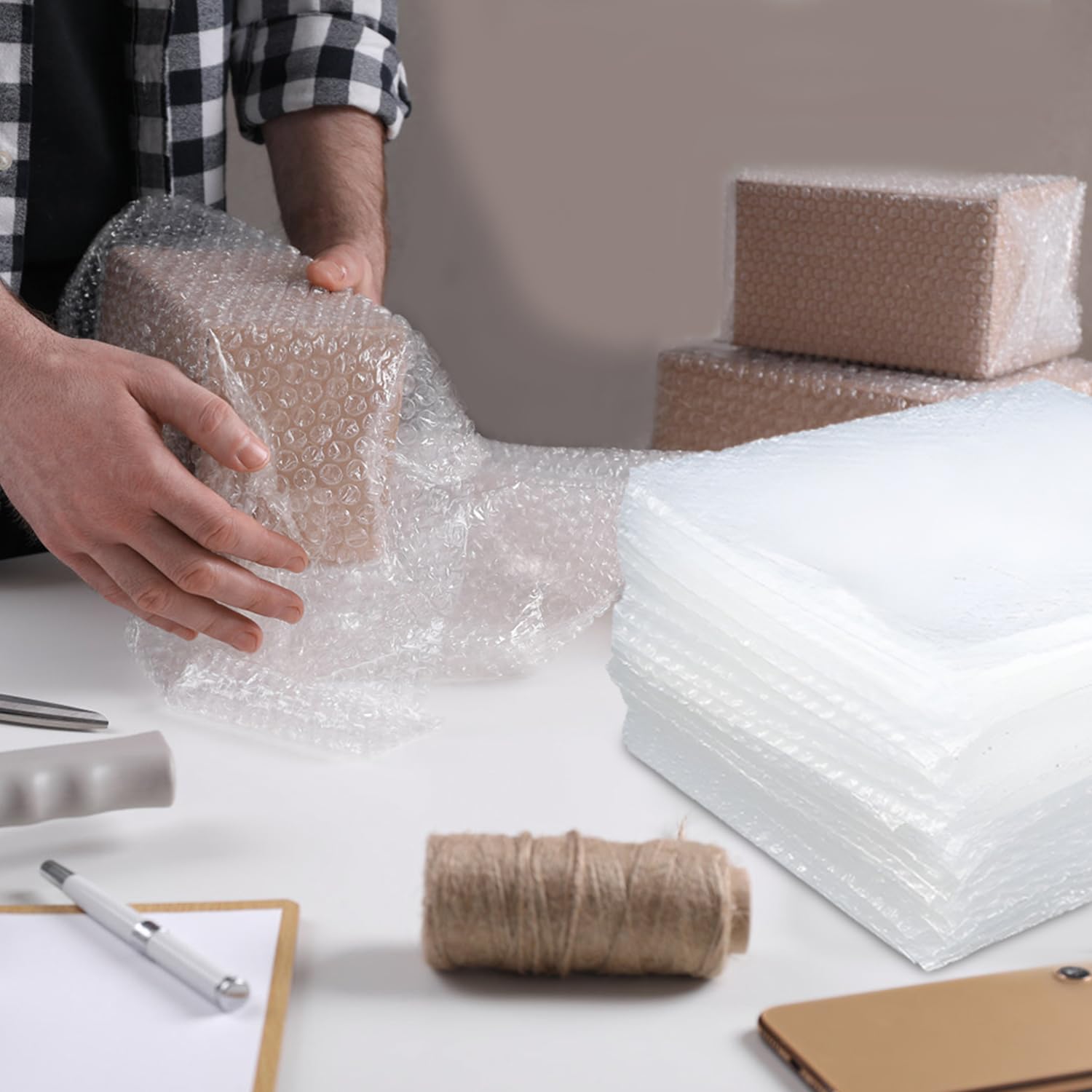 Bolsas de burbujas, 50 bolsas transparentes de burbujas, envoltura acolchada de doble pared para envío, mudanza, almacenamiento y suministros de embalaje, materiales de embalaje protectores, envoltura