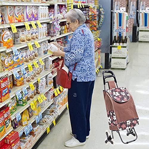 Einkaufswagen, zusammenklappbarer Einkaufstrolley mit Sitz für Behinderten, 6 Räder, Einkaufstrolley-Tasche… – Bild 4