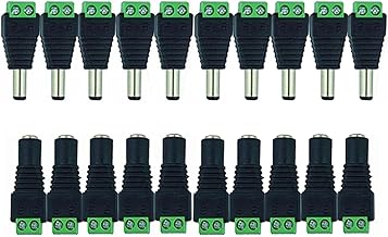 TMRBBesty 10 Pairs DC Connector Male Female Connector, DC Power Connector Male Female, 12 V/24 V DC Male Plug Connector, Ideal for CCTV Security Cameras, DVR and LED Strips