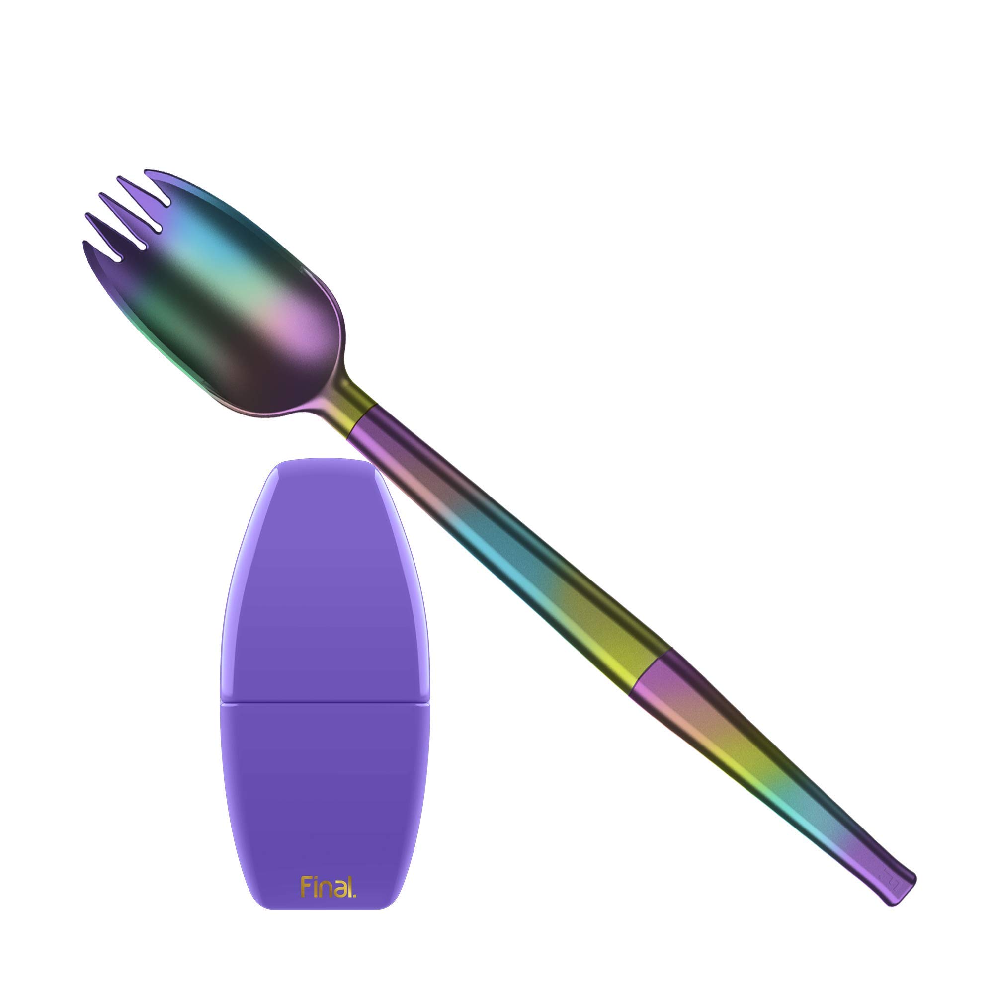 FinalSpork Collapsible, Reusable Metal Spork with Travel Case | Pocket-Sized | Stainless Steel & Platinum Grade Silicone | Eco-Friendly | Assorted