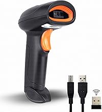 OnlyU 2.4GHz Wireless Barcode Scanner, QR and 1D/2D Code Reader, Wired and Rechargeable, Black (Handheld)