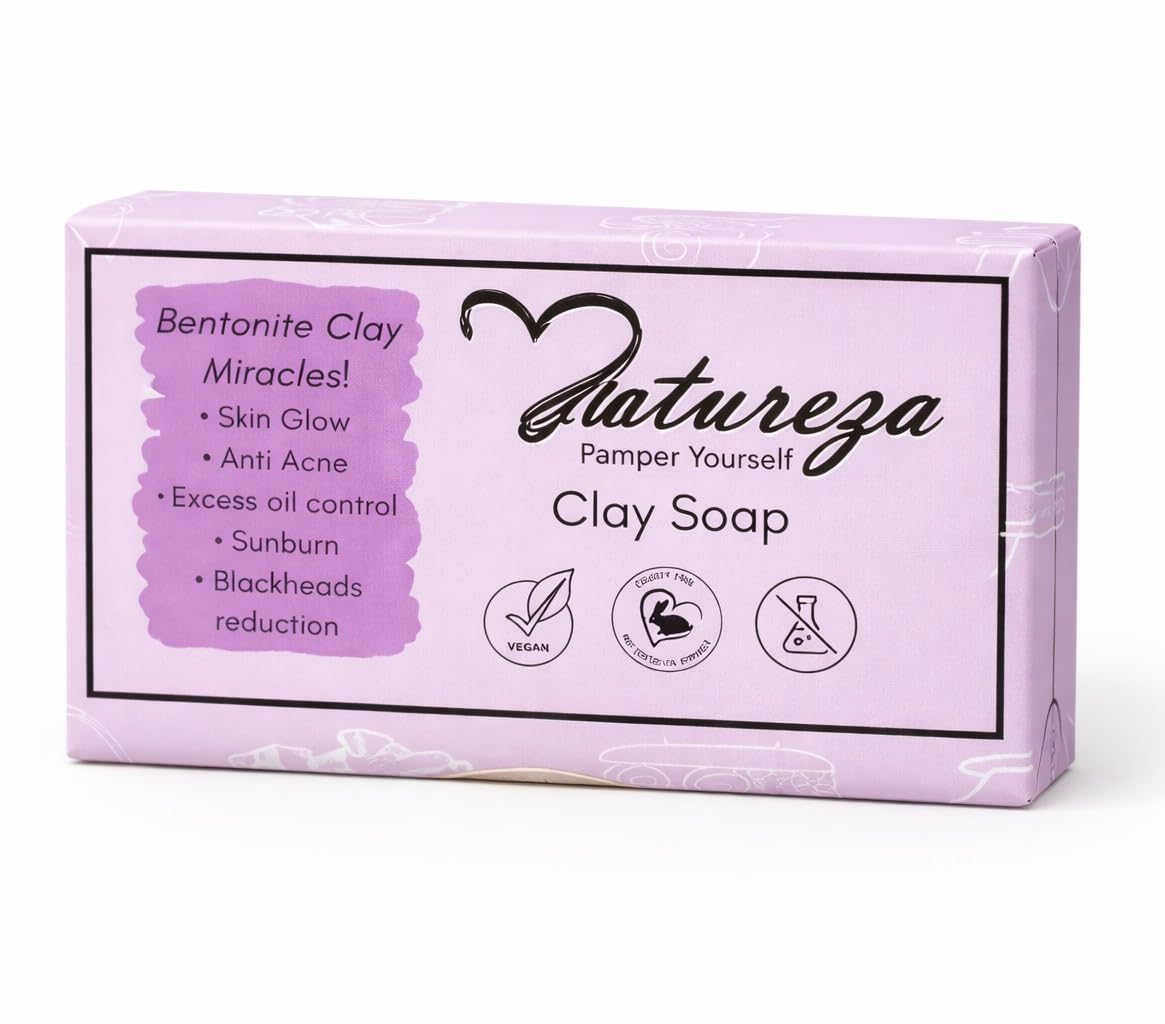 Natureza Multani Mitti soap Fullers Earth Mineral Soap for Blackheads Oily Skin Acne 90g