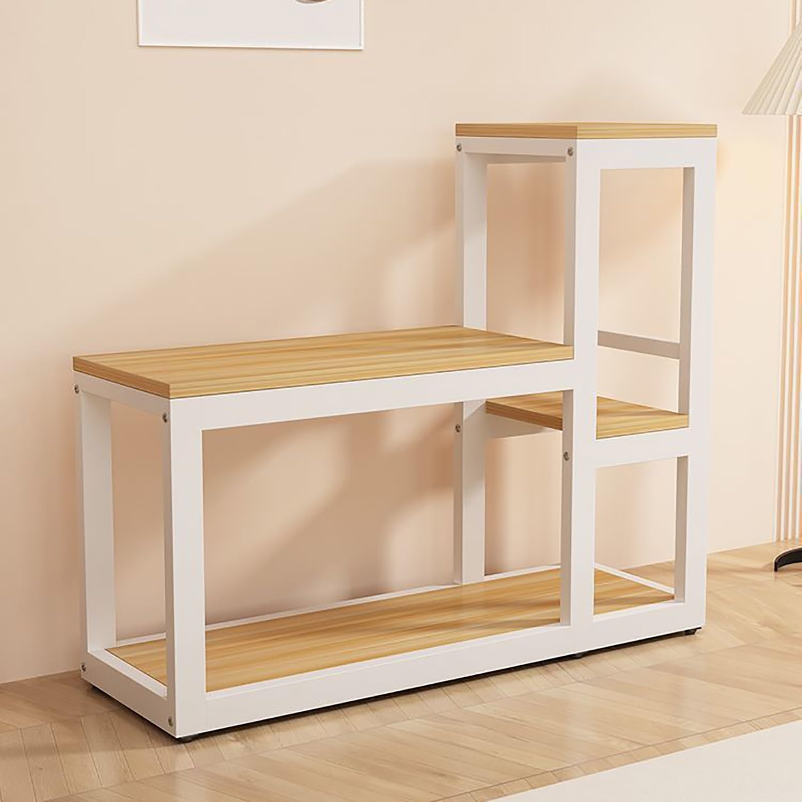 NEONMAN Aquarium Stand with Non-slip Foot Pads, Fish Tank Rack Terrariums Stand Rack, Strong Load-bearing Capacity Wear-resistant and Scratch-Resistant, Suitable for Aquariums(White+wood,100x40x110cm)