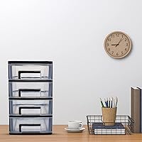 Vista 4 de Cajones de almacenamiento de escritorio apilables unidad de estante de cajón de plástico para dormitorio de oficina