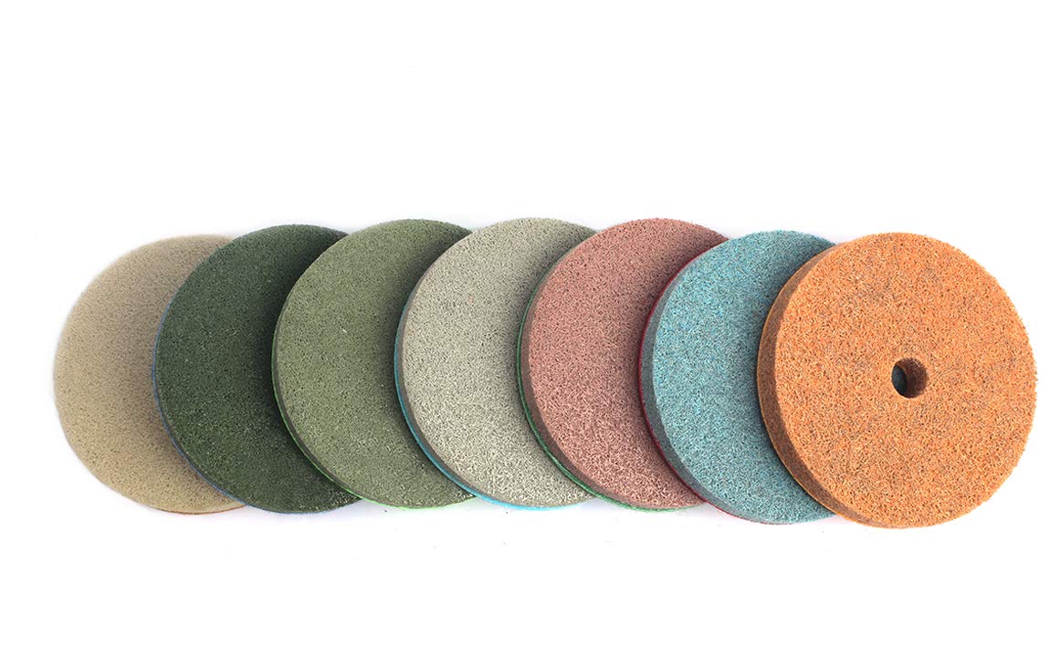 Tampons de polissage en fibre éponge de 10,2 cm pour le nettoyage de la pierre de granit de marbre, 7 Pcs Set