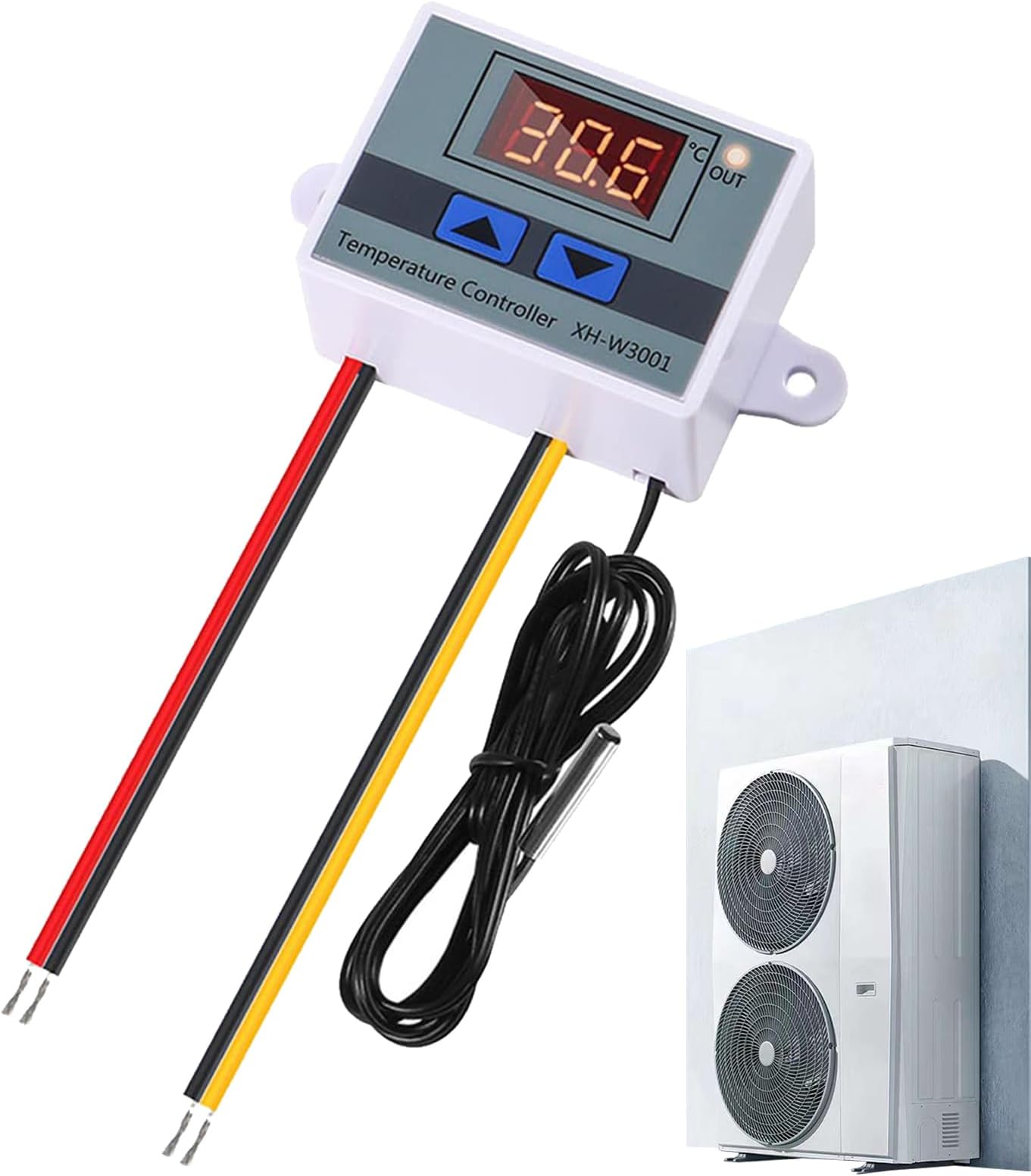 Digital Thermostat - XH -W3001 Digital Temperature Controller Thermostat | 1500W Heating and Cooling Control with Waterproof Probe, -50~110°C Range, 220V / 12V / 2