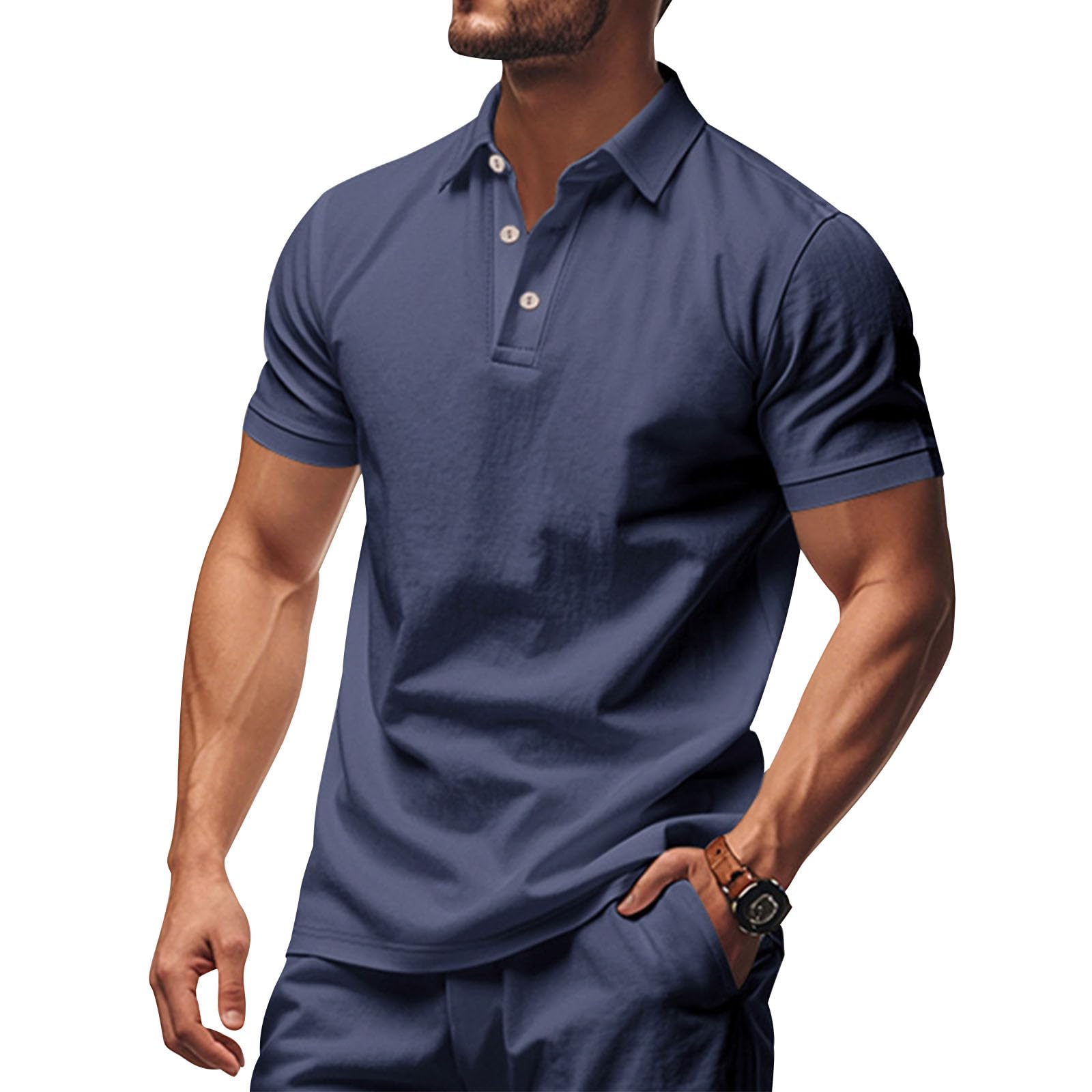 Polo Shirts for Men Linen Tennis Collared Casual Workout Travel Performance Lightweight Summer Short Sleeve Golf Tops