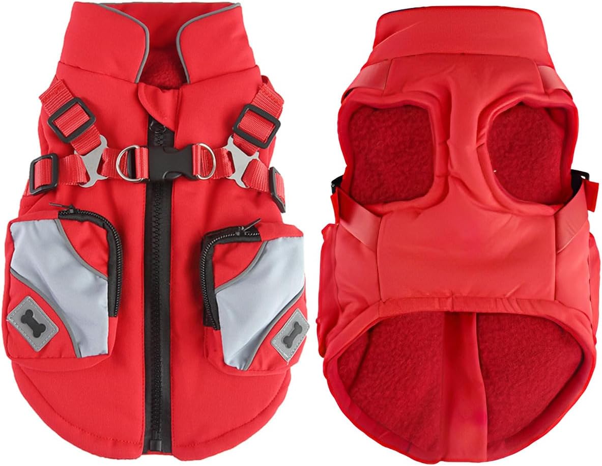 ESMARTER L Dog Coats, Waterproof and Windproof Dog Jacket, Reflective Strip Design Dog Coats