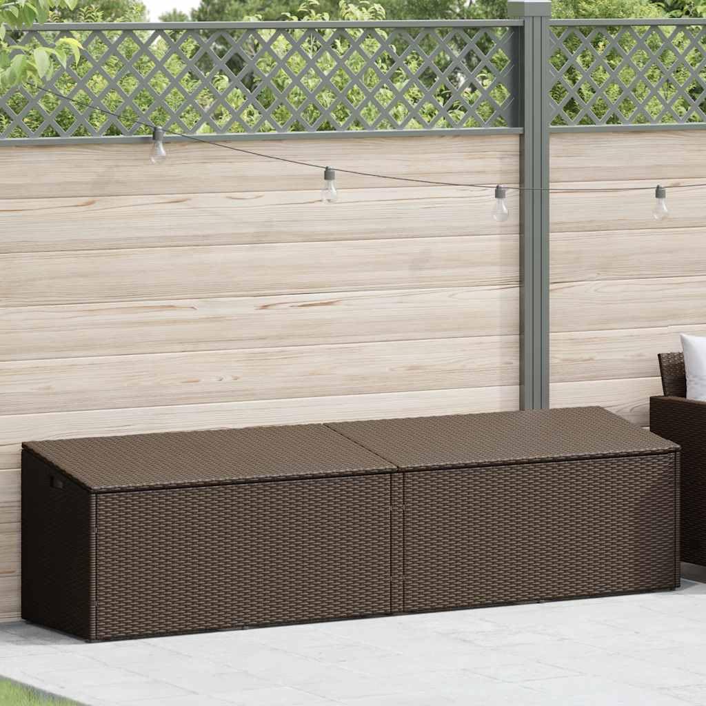 Boîte de rangement de jardin marron 220x50x58 cm en résine tressée