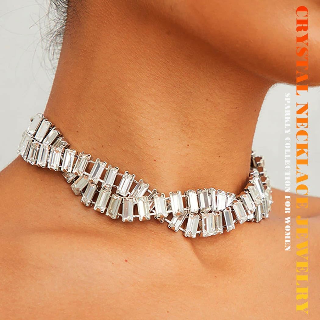 CanB Rhinestone Choker Necklace Crystal Necklace for Women Cute Necklaces Chain - Image 4