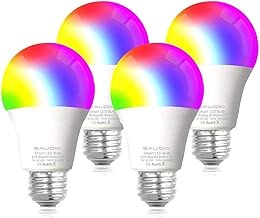 Smart WiFi Alexa Light Bulbs, SAUDIO LED RGB Color Changing Bulbs, Compatible with Siri,Alexa,IFTTT and Google Home Assistant, No Hub Required, A19 E26 Multicolor 4 Pack - coolthings.us