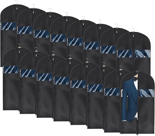 Miniatura 20 de Univivi Bolsa de ropa para almacenamiento y viajes, 43 pulgadas, funda lavable para camisetas, chaquetas, trajes, abrigos, juego de 5, telas Oxford