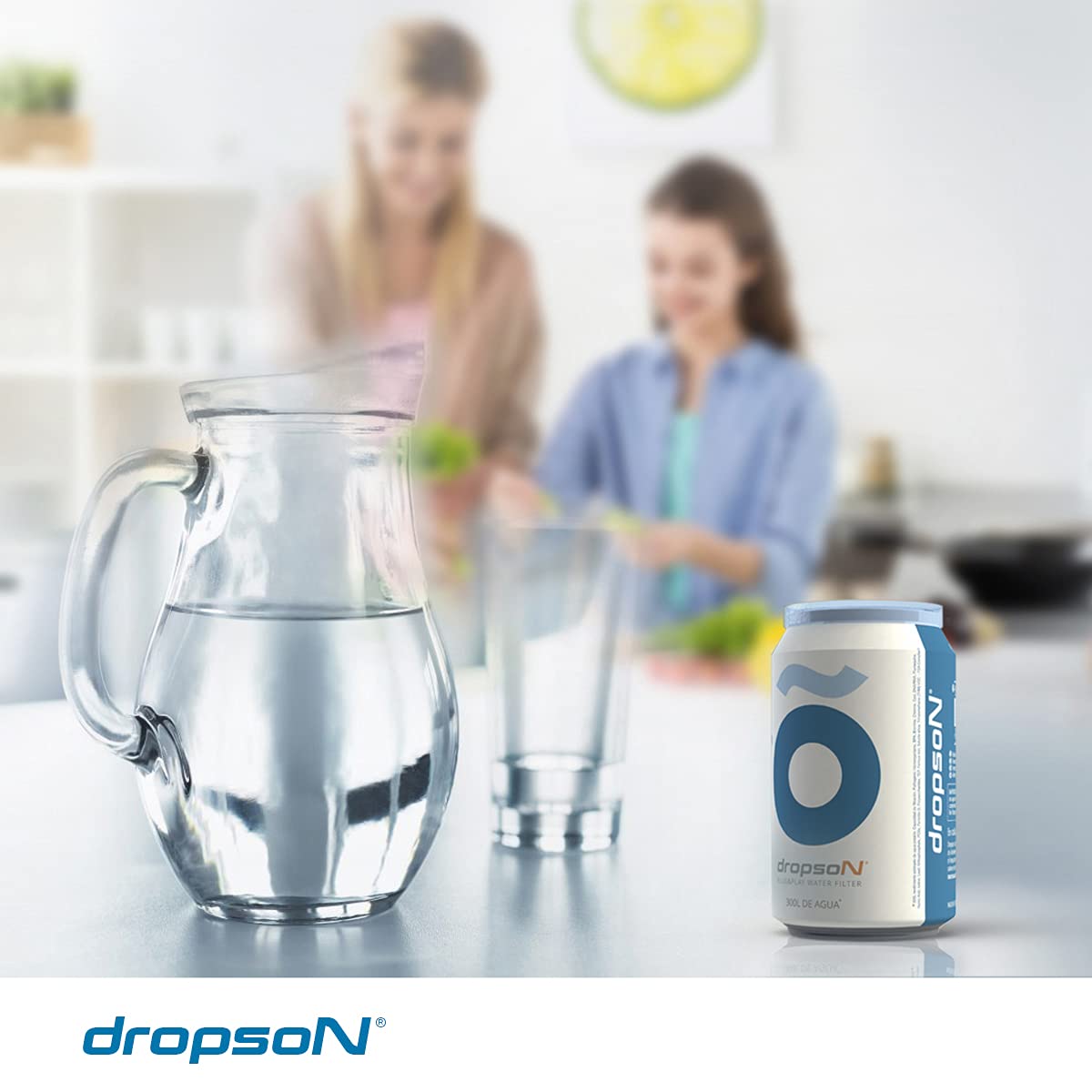Pack X2 Lata filtrante - Filtro de Agua para Grifo, Membrana de microfiltración 100% Natural, 600 litros de Agua filtrada, monitorizable con Smartphone, Llena una Jarra de 1L en 1 min.