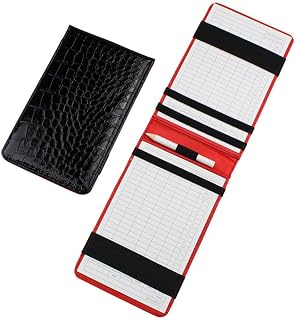 Golf Scorecard Holder,Faux Leather Golf Accessories Scorecard Book with Golf Pencil and Scorecard(Black)