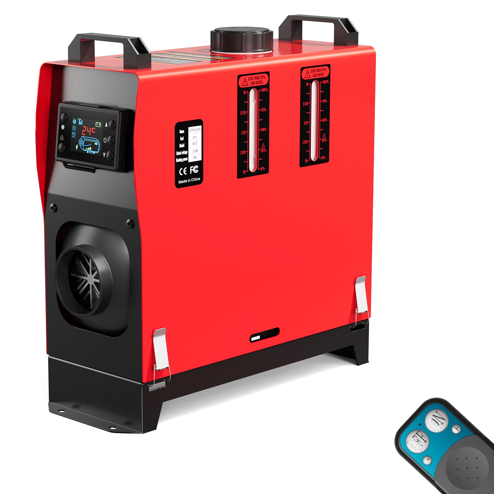 Diesel Heater 12V 8KW with 1.32 Gal Fuel Tank and Remote Control, Compact Air Heater for RV, Truck, Boat, Camper, Car (Red)