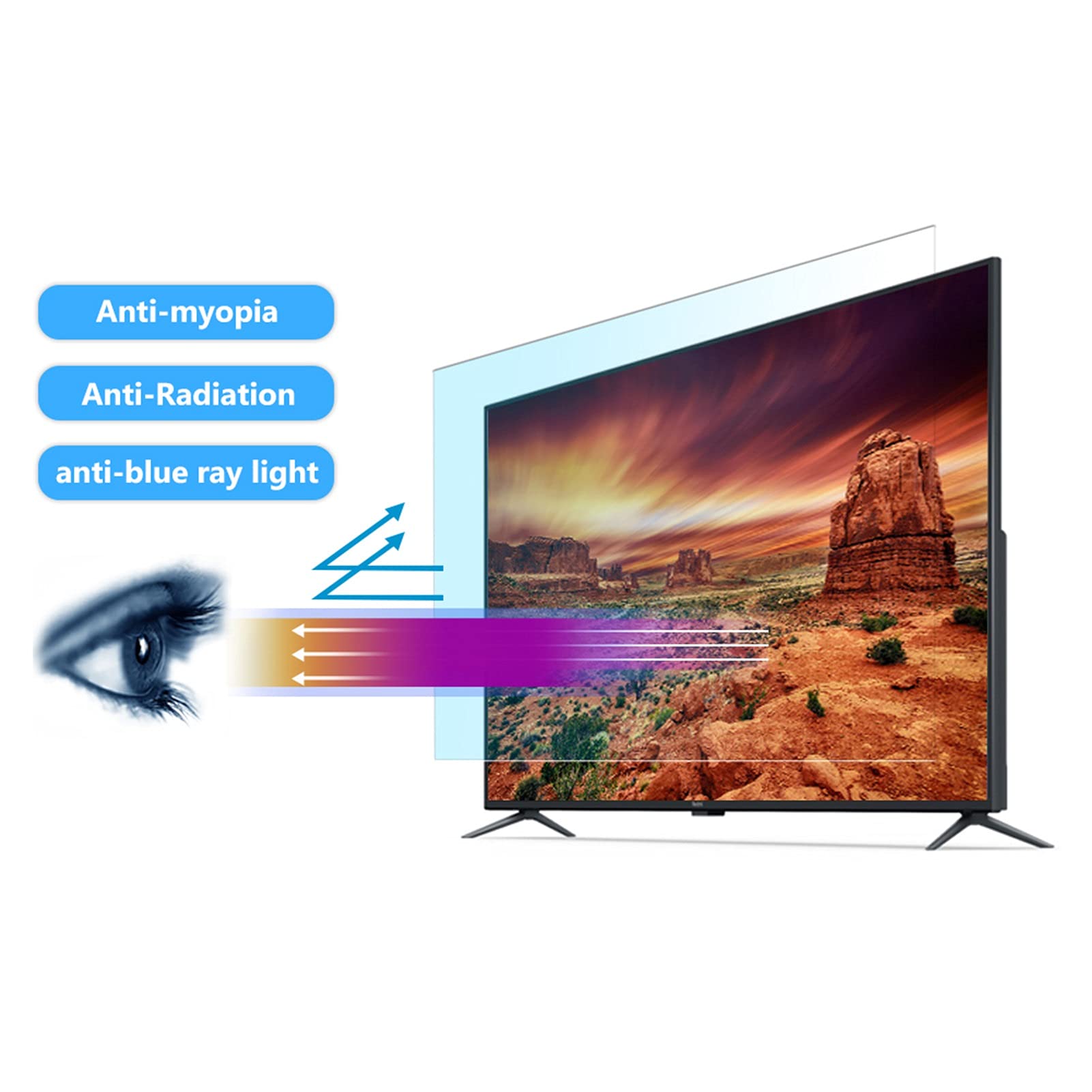 Adatto per LCD, LED, OLED 4K e QLED e Schermo Curvo, Protezione Schermo da 27-75 Pollici, Filtro Anti-Luce Blu, Protezione Schermo per Monitor Luce Blu (60 inch 1327X749mm)