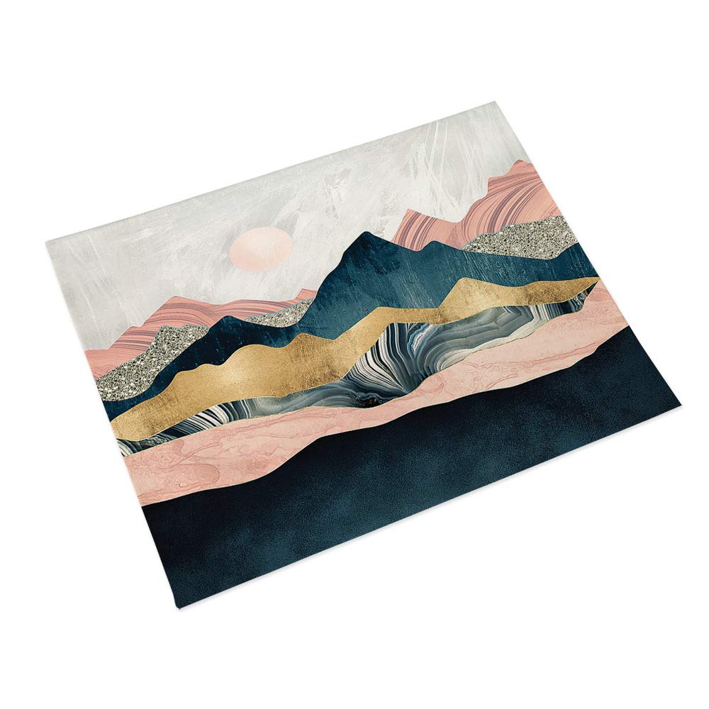 Qhdxl Pink Green Mountain Place Mats Table Mats Set Of 2 Washable Placemats Heat Insulation Non-Slip Table Placemats For Indoor Outdoor Kitchen Dining Table Restaurant Party (45X30cm)