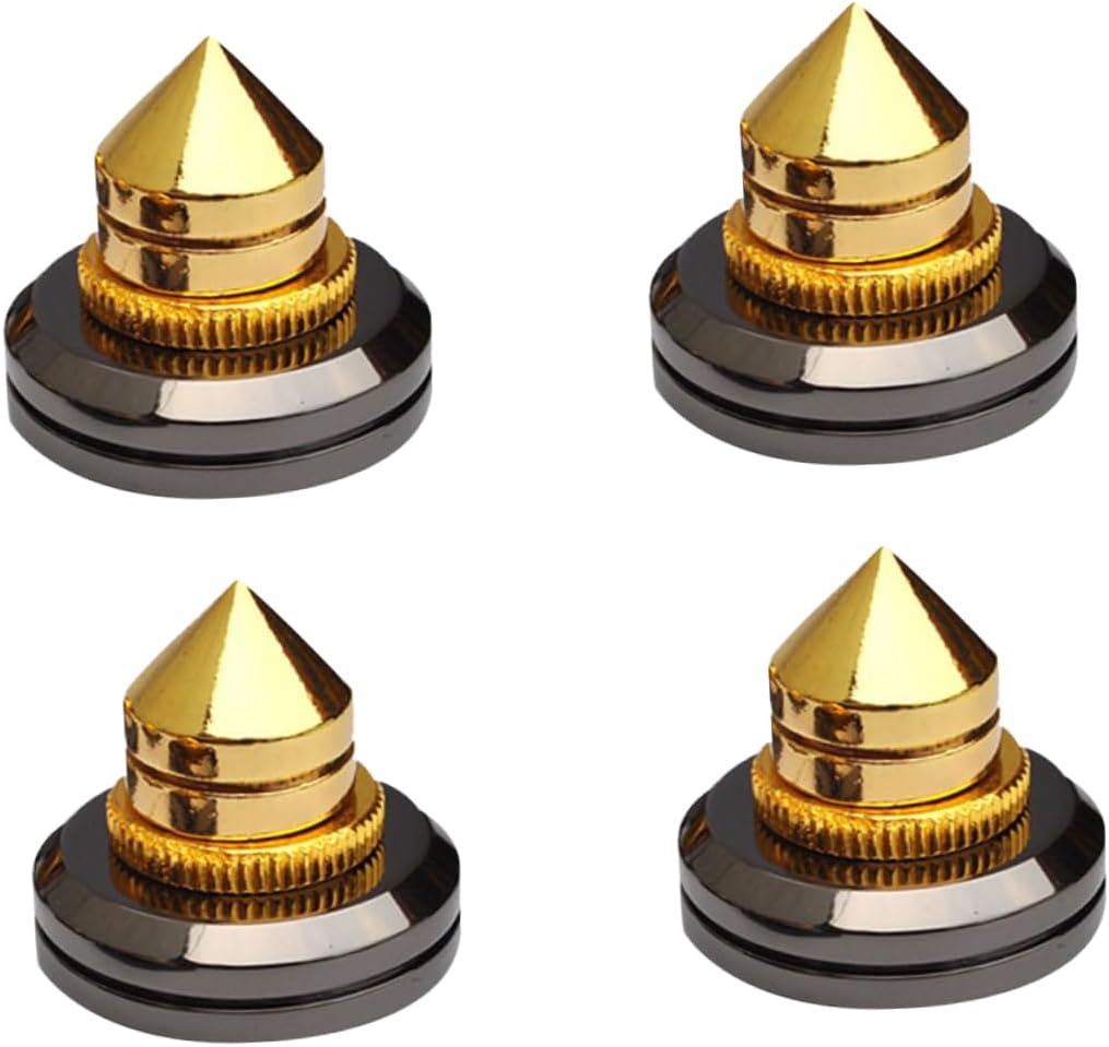 4pcs Pure Copper Loudspeaker Spikes Pads for Turntable Amplifier Shockproof Feet Stand Vibration Isolation for Enhanced Sound Quality and Harmonic Control