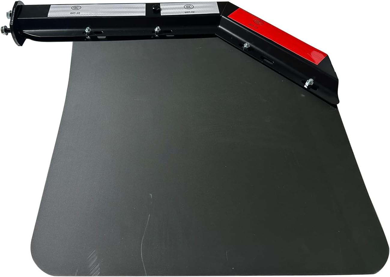 2PCS Black Angled Spring Loaded Mud Flap Hanger Bracket with 24''x30'' Angled Splash Guard Mudflap, 1-1/8" 1.125'' Bolt Spacing Hanger Kit for Semi Truck Trailer