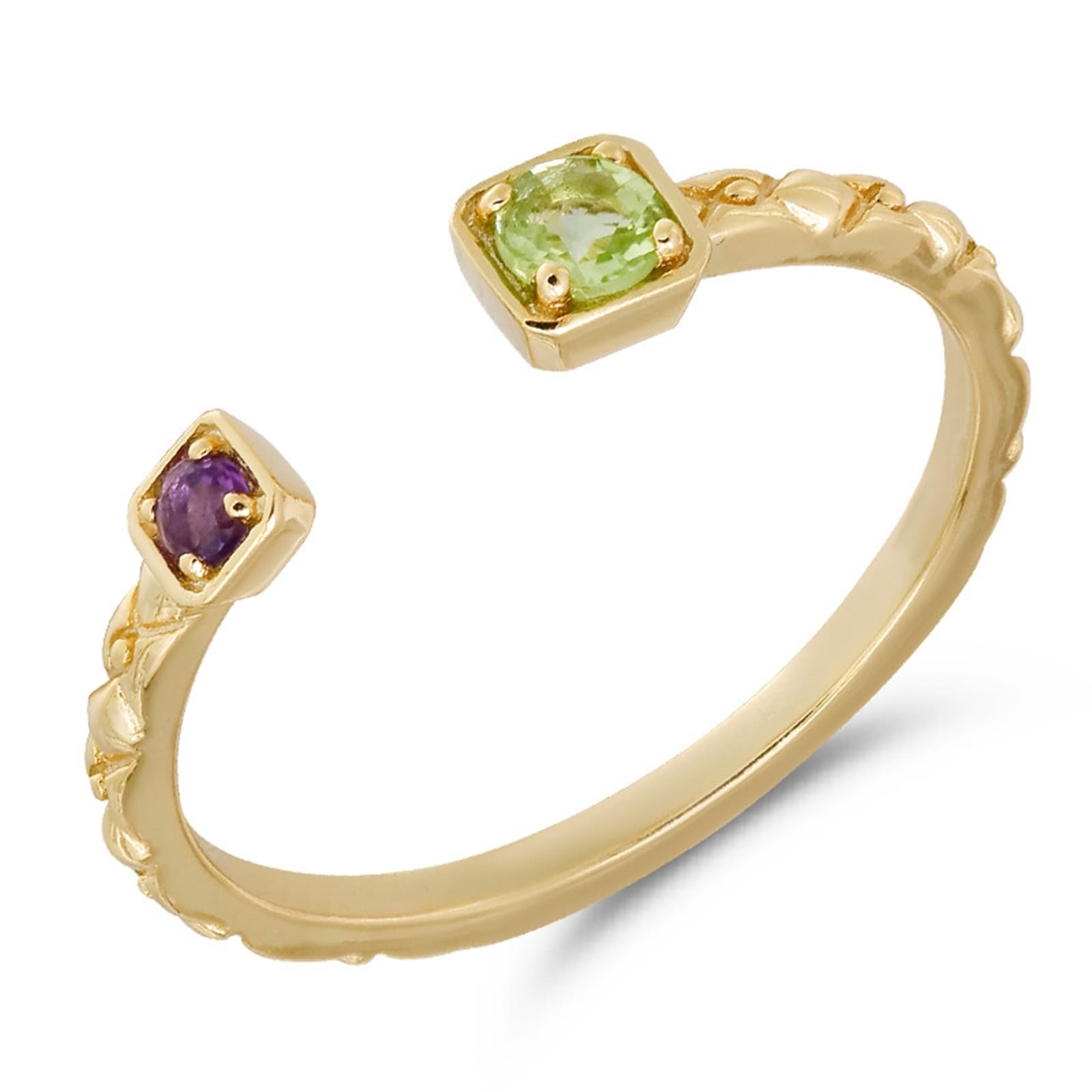 Gold Au 375/585/750 - Anillos de amistad con peridoto, forma de anillo abierto