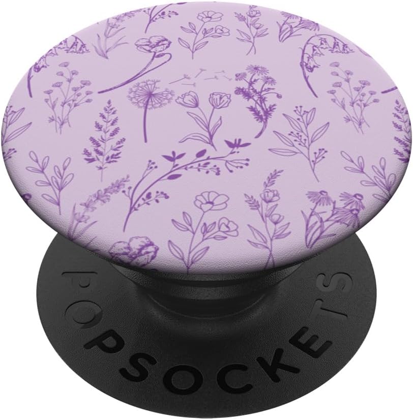Baby Purple Wildflower Aesthetic Flower Pattern PopSockets MagSafe PopGrip for iPhone
