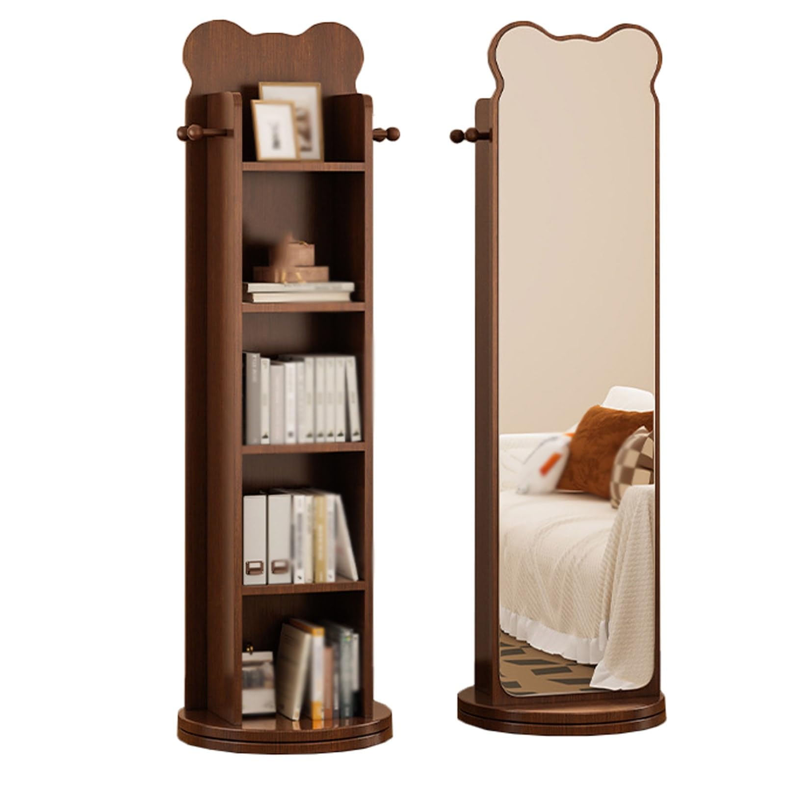 FGXHHS Mirror Mirrors Full Length Vanity with Shelf Decorative for Entryway Bathroom Living Room(Walnut,36x168 cm)
