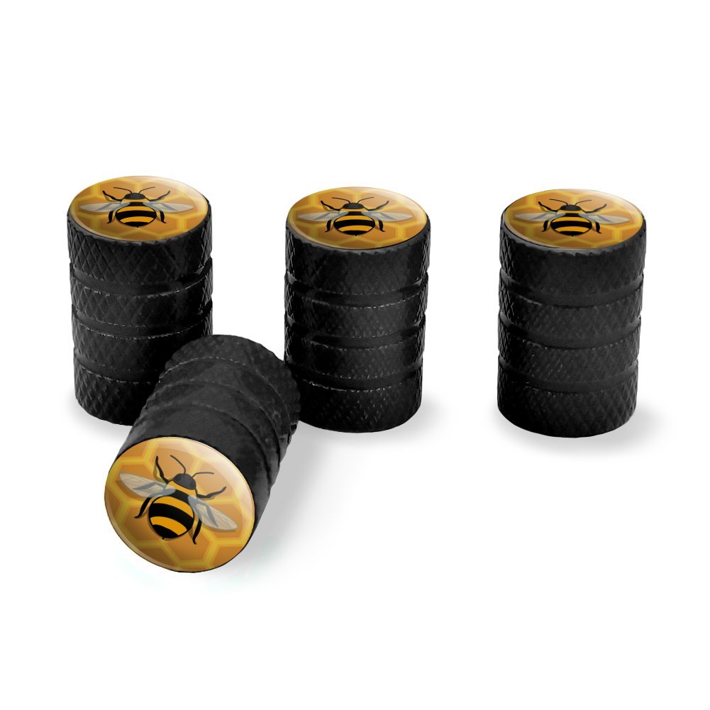 Graphics and More Bee on Honeycomb Tire Rim Wheel Aluminum Valve Stem Caps-image-36