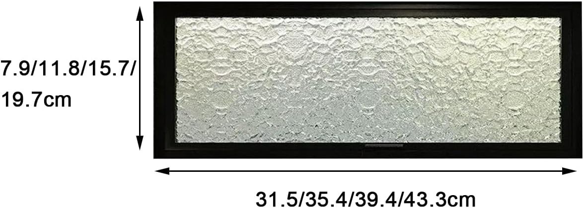Rectangular Rotating Window, 360° Rotating Ventilation Window, Large Recessed Shed Window with Striped Glass for Bathroom Shop Bedroom Kitchen(Black-B,19.7x35.4in)