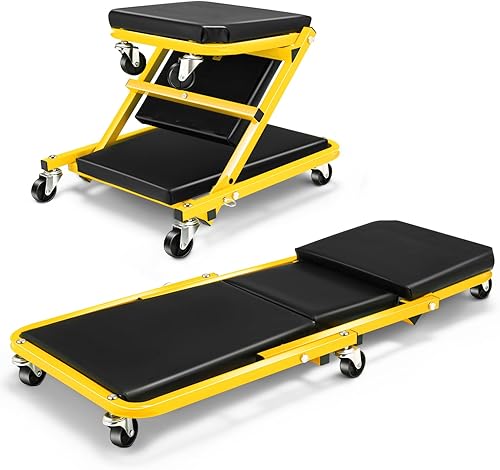 Miniatura 65 de DNA MOTORING TOOLS-00186 - Asiento plegable 2 en 1 de 40 pulgadas, 6 ruedas de 2 pulgadas, capacidad de peso de 330.7 lbs, color rojo