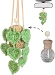 ROFIGL Handmade Crochet Hanging Car Air Freshener - Cute Strawberry Plant Design, 12ml Refillable Thick Glass Bottle, Car Diffuser for Rearview Mirror, Home & Office Decor