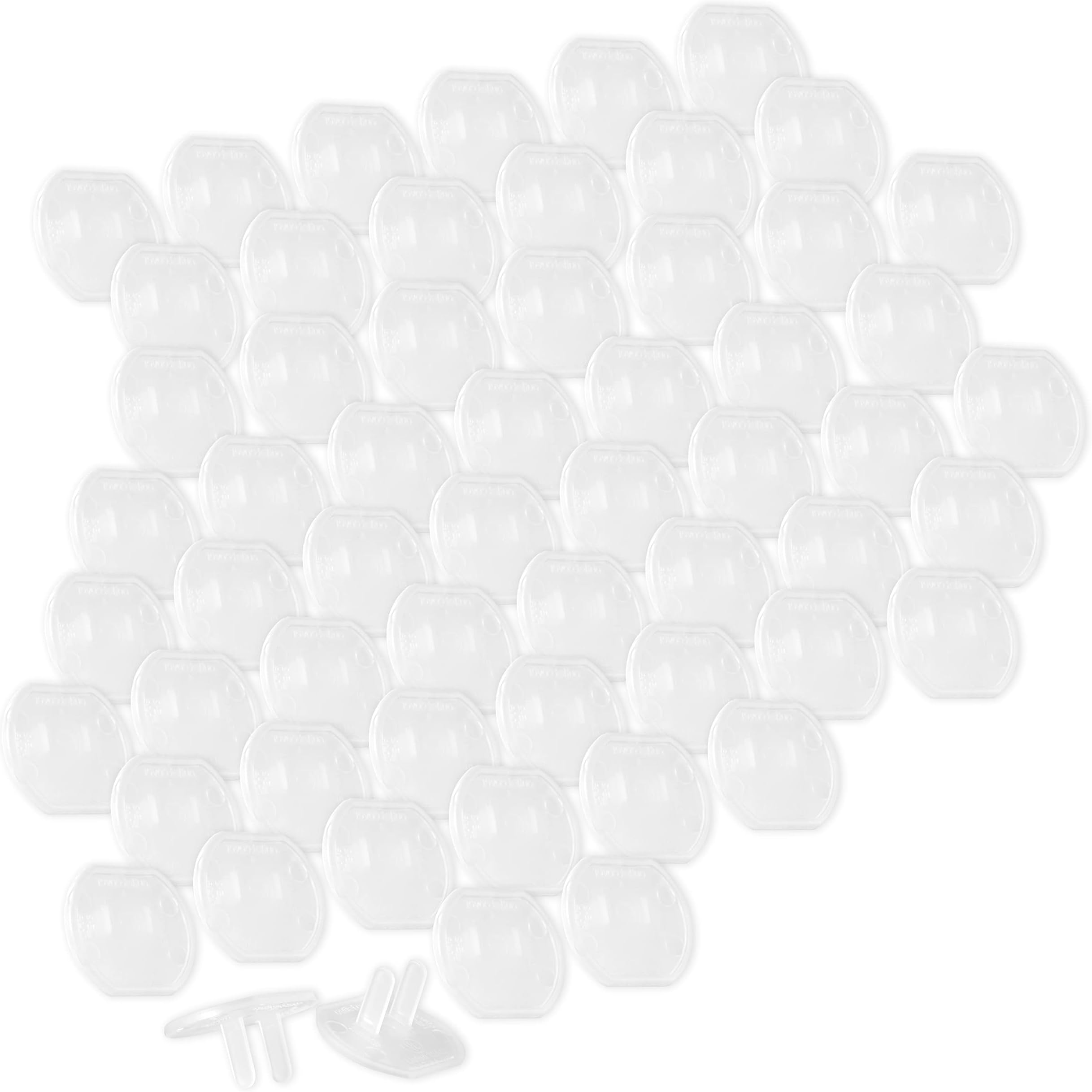 Power Gear Plastic Outlet Covers, 60 Pack, Shock Prevention, Child Safe, Easy Install, UL Listed, Clear, 54615
