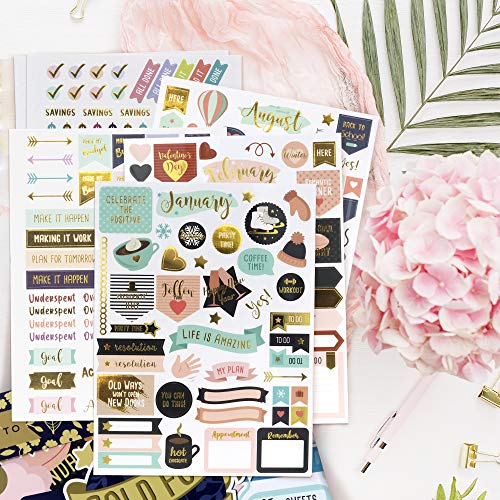 Aesthetic Gold Foil Planner Stickers - 1250+ Stunning Design Accessories Enhance And Simplify Your Planner, Journal And Calendar #TOP5