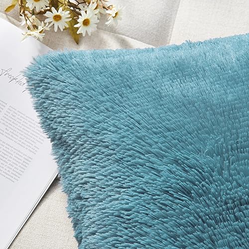 Image of Faux Fur Throw Pillow Covers for Couch Decorative Pillows 20x20 Inches