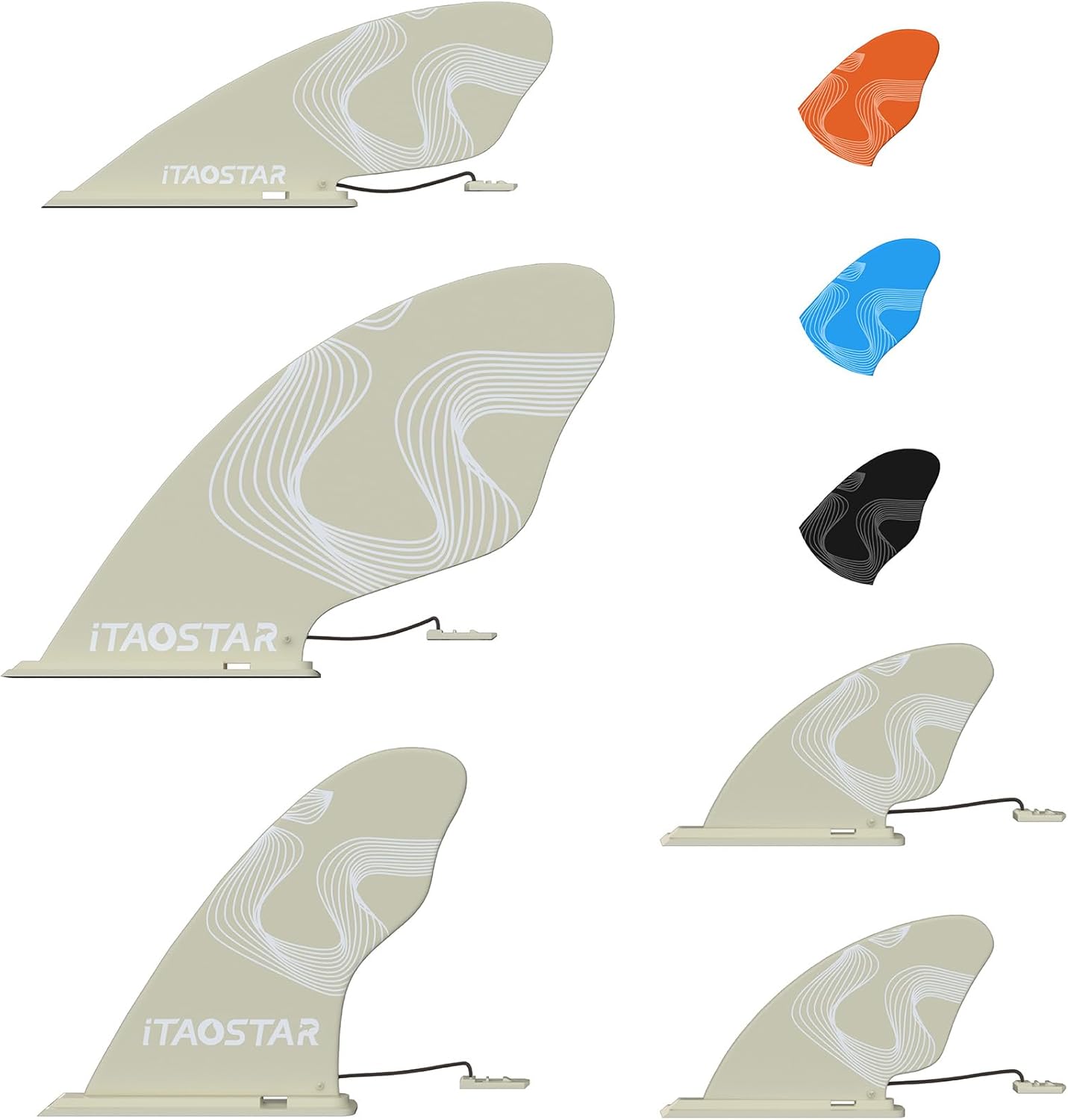 5 Replacement Fins for Inflatable Paddle Board, Versatile Fins Replacement Set Includes 3 Center Fins & 2 Side Fins, Detachable Quick Release Paddleboard Fin for Most Inflatable SUP Boards