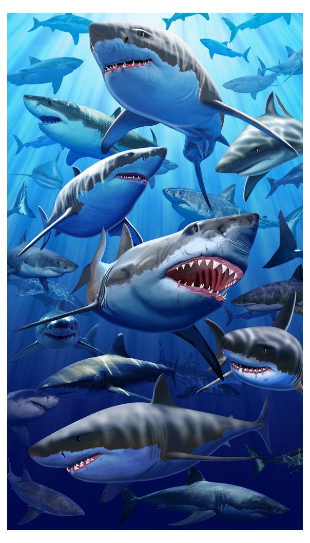Giant Great White Shark Beach & Bath Towel (40