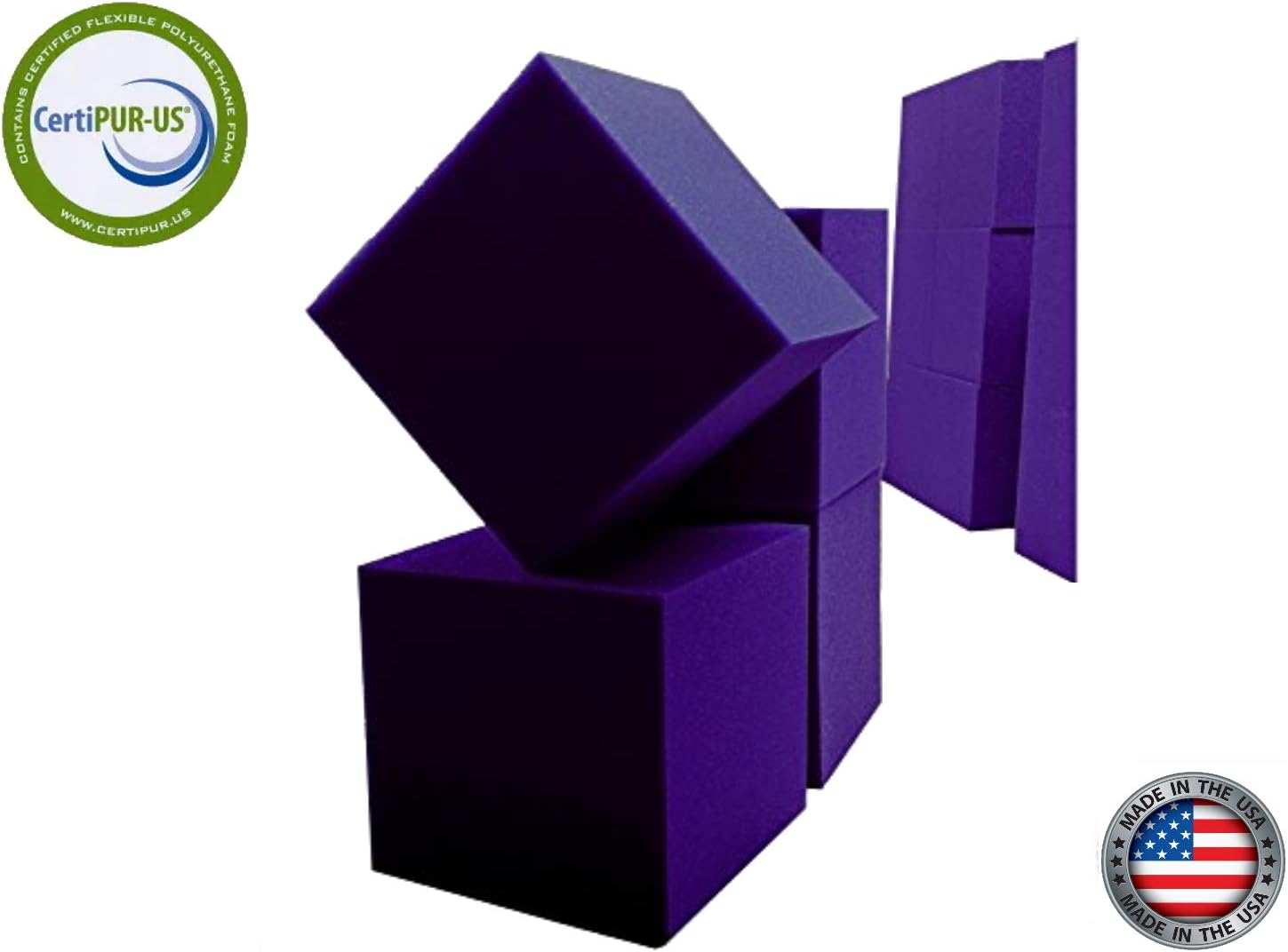 Foam Pits Blocks 68 pcs. (Purple) 8"x 8"x 8" Flame Retardant Pit Foam Blocks for Skateboard Parks, Gymnastics Companies, and Trampoline Arenas