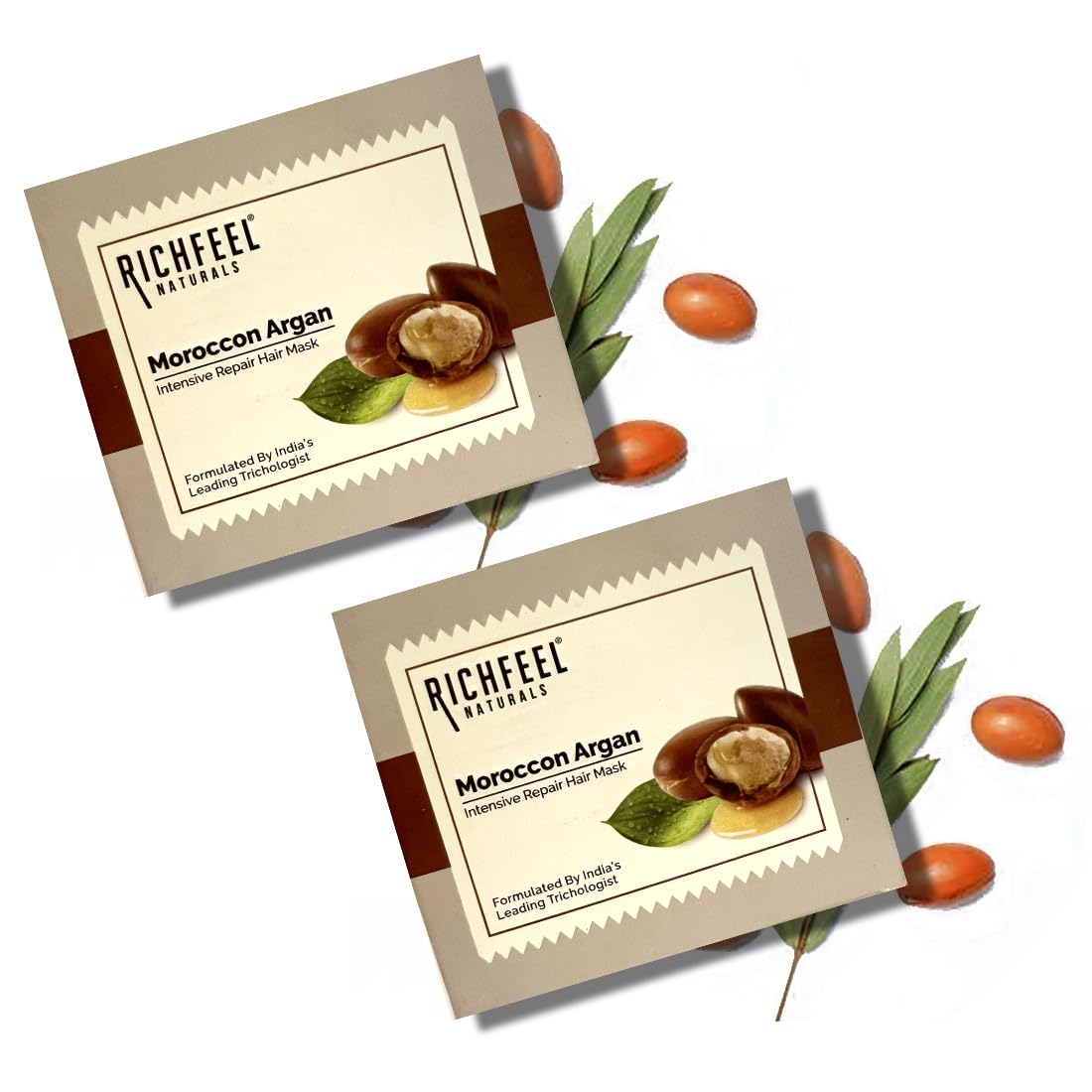 Richfeel Moroccan Argan Hair Mask | Reparative Deep Conditioning | Strengthens Hair |Treats Hair Fall & Damage| 100 g (Pack of 2)