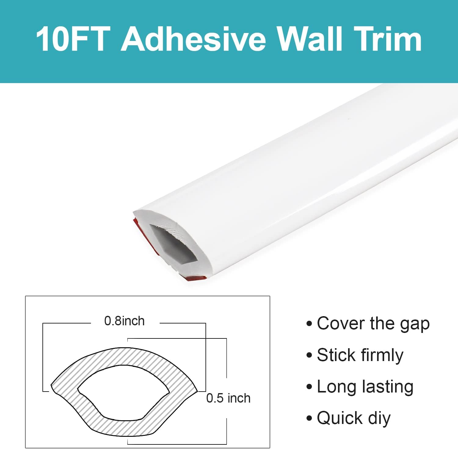 Buy Self Adhesive Quarter Round Molding Trim 10 Feet Peel and Stick