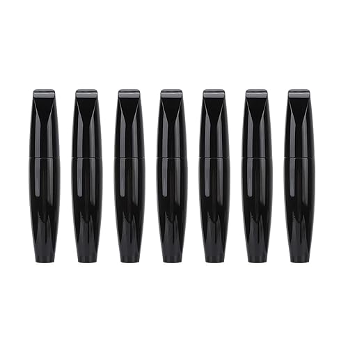 7 tubos vacíos de rímel, 0.5 onzas líquidas, sellados, color negro brillante, cabeza de cepillo suave, tubo vacío, recipiente de rímel para mujeres