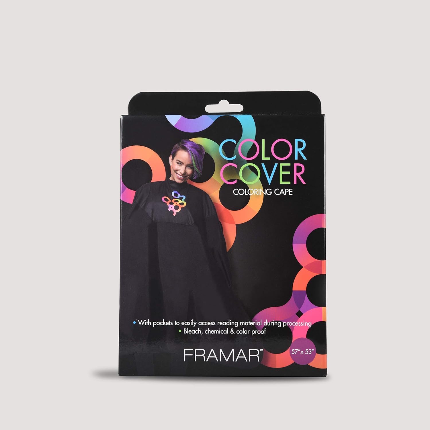 FRAMAR Color Cover Salon Cape – Hair Cape with Snap Closure and Rubberized Chest, For Hair Dye, Hair Color, Cosmetology Supplies and Hair Coloring