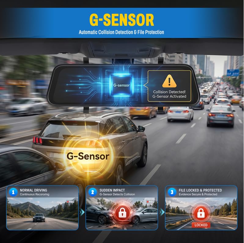 Cámara frontal de coche evite puntos ciegos con espejo retrovisor 4K de gran angular 7