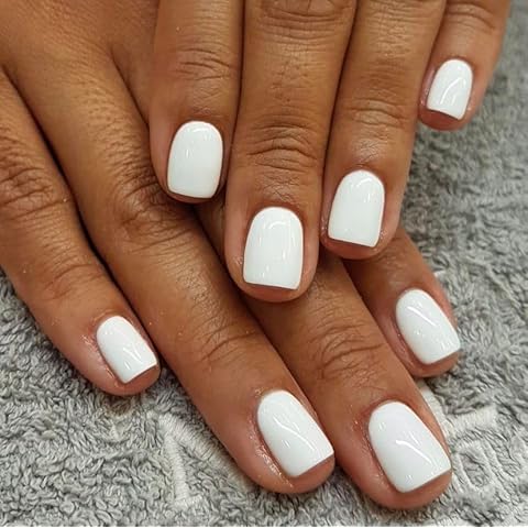Lifextol 240PC White Square Press on Nails Short Fake Nails with Glue Nail Sticky Tab, 12 Sizes White Nails Press ons Acrylic Nails Press on Nails Short Square Nail Tips Artificial False Fingernails Cover